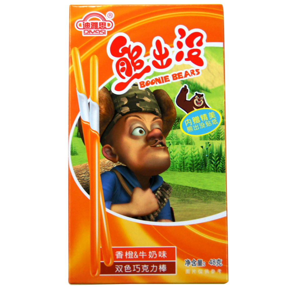 熊出没香橙&牛奶双色巧克力棒 48g/盒