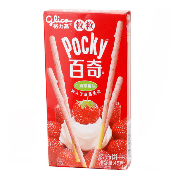 格力高粒粒百奇牛奶草莓味 45g/盒