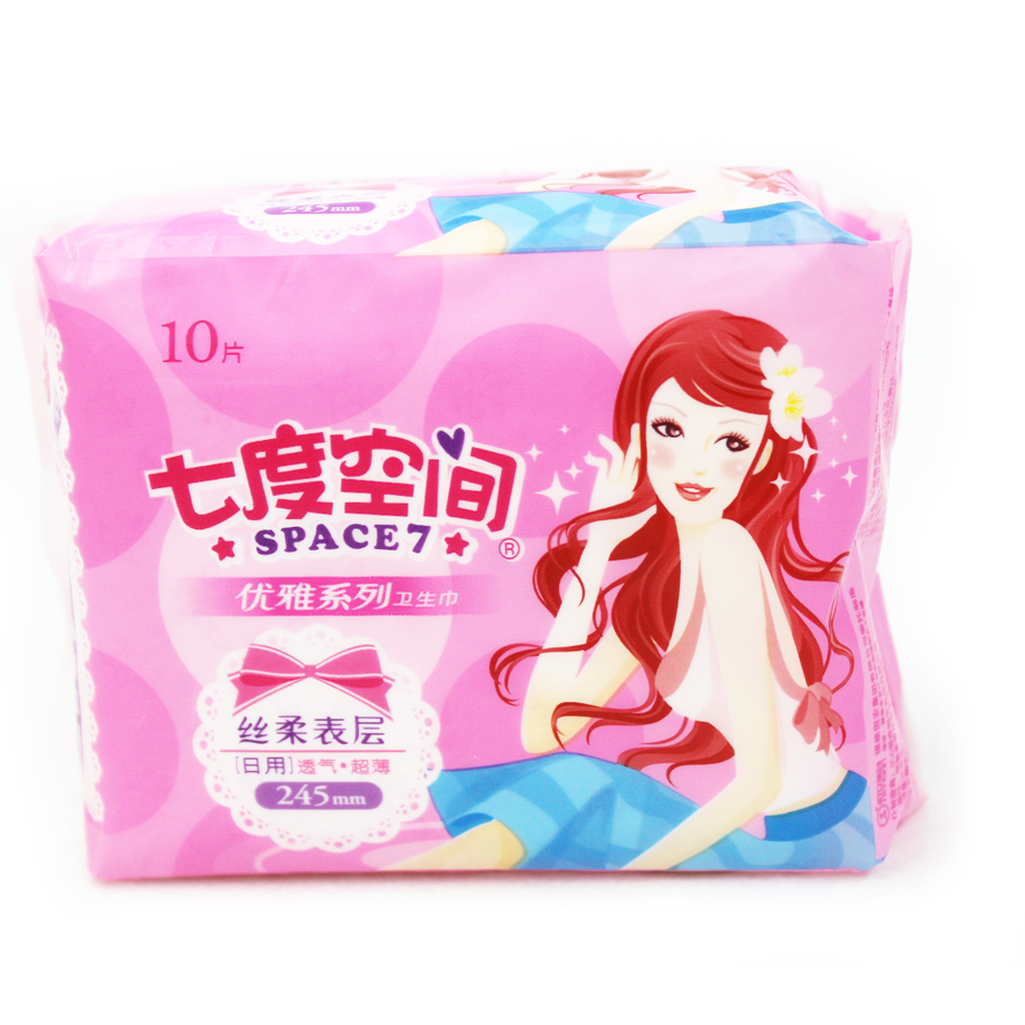 七度空间棉柔护翼薄型日用卫生巾245mm(10片)