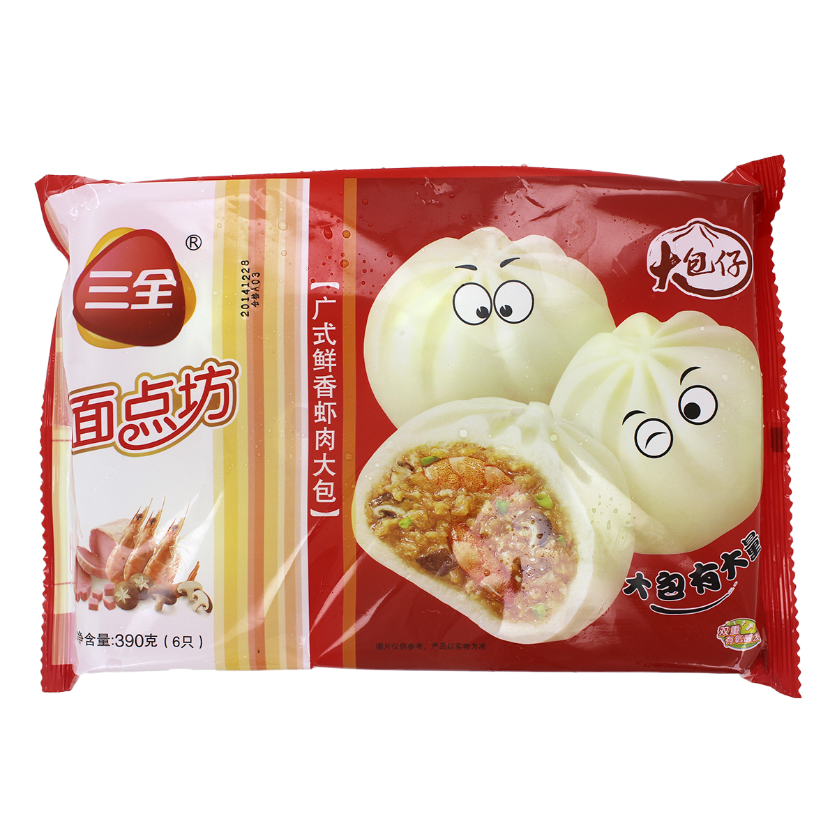 三全广式鲜香虾肉大包390g (袋)