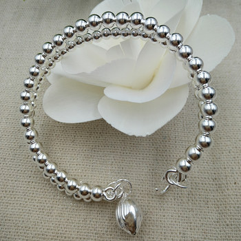 s990纯银荷花亭串珠手镯