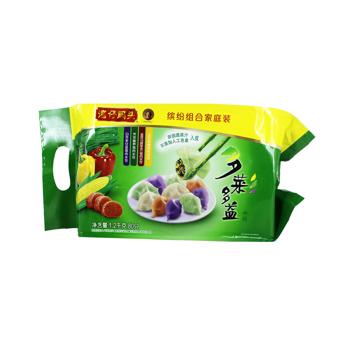 湾仔码头多菜多益冰粉家庭组合装 四种口味馅水饺1200g