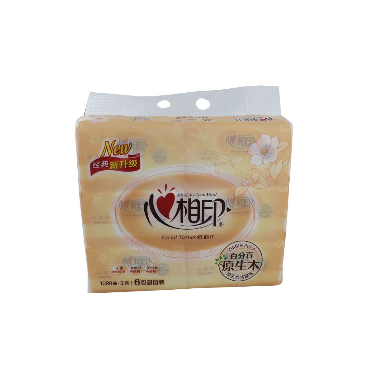 心相印经典系列180抽6包装二层塑装纸面巾