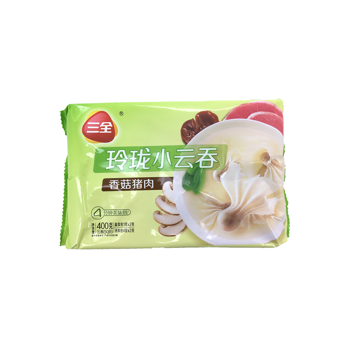 货品编号: 6908791102696 名称: 三全香菇猪肉玲珑云吞.