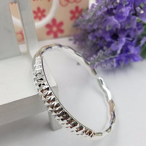 s9999 万足银 钻花满天星开口手镯